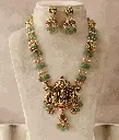 Pretty Emerald pearl beads Lakshmi Jadau Mid length haarm 2.webp