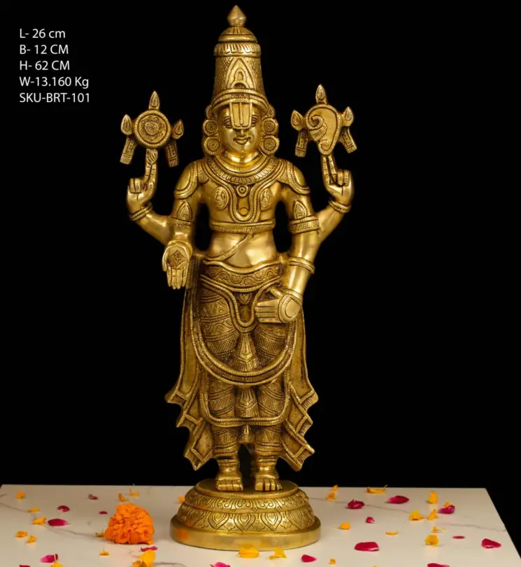2 FT Super Fine Brass Balaji Idol – Divine Grandeur in Every Detail