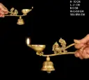 Brass Bell with Arti Diya – Traditional Pooja Essential 