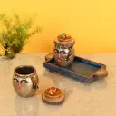Happy Tribals Storage Jars with Handcrafted Tray – S03 | Whimsical Utility Meets Artisanal Charm