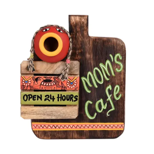 Kitchen Decor "Mom's Cafe" Handcrafted (7.5x2.5x9) 